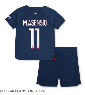 Paris Saint-Germain Marco Asensio #11 Replik Heimtrikot Kinder 2023-24 Kurzarm (+ Kurze Hosen)